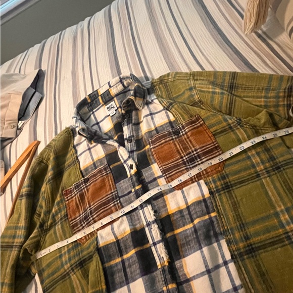 BDG Mixed Plaid Button-Down Shirt Jacket in Olive, Mustard & Brown - Picture 9 of 9